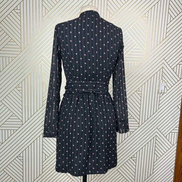 Alexis Leila Polka Dot Rio Print Tie‎ Neck Keyhole Mini Dress Black Size US XS - Picture 9 of 12